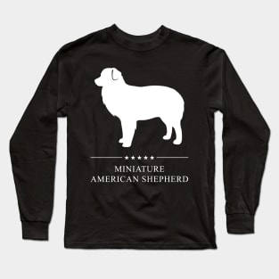 Miniature American Shepherd Dog White Silhouette Long Sleeve T-Shirt